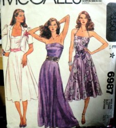 6987 80 SS JACKET,FLARE HALTER/STRAPLSS DRESS LENGTHS PATTERN 10
